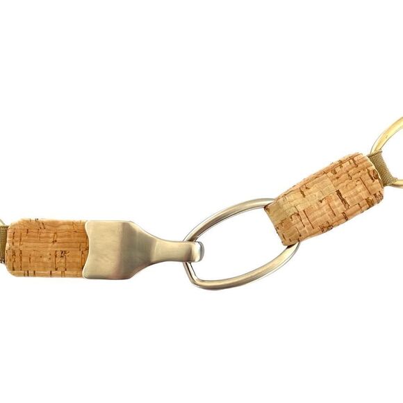 Sandy Duftler Belt Designs Open Hook Gold Tone/Metallic Tone Elastic Cork Sz M - Picture 8 of 9